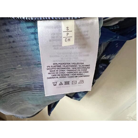 Tahari Dress Women's Size S/P/CH Ruffle blue white printed wrap Ruched sheath - Picture 2 of 12